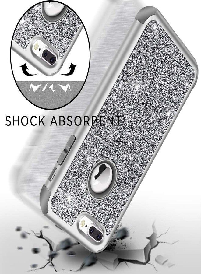 Hython Designed for iPhone 8 Plus, iPhone 7 Plus Case, Heavy Duty Defender Protective Bling Glitter Sparkle Hard Shell Hybrid Shockproof Rubber Bumper Cover, Gray - Image 2